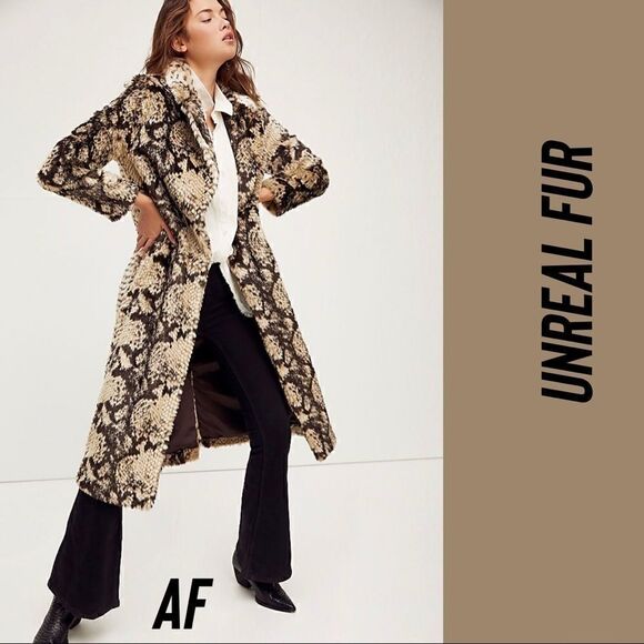 UNREAL FUR FOR FREE PEOPLE MADAM GRACE COAT SNAKE NWT NEW - Picture 3 of 15